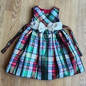 Bonnie Jean Plaid Sleeveless Dress with Bow